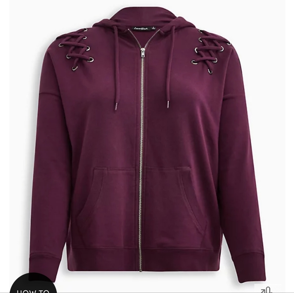 TORRID LOVESICK EVERYDAY FLEECE LACE UP HOODIE Size 3.